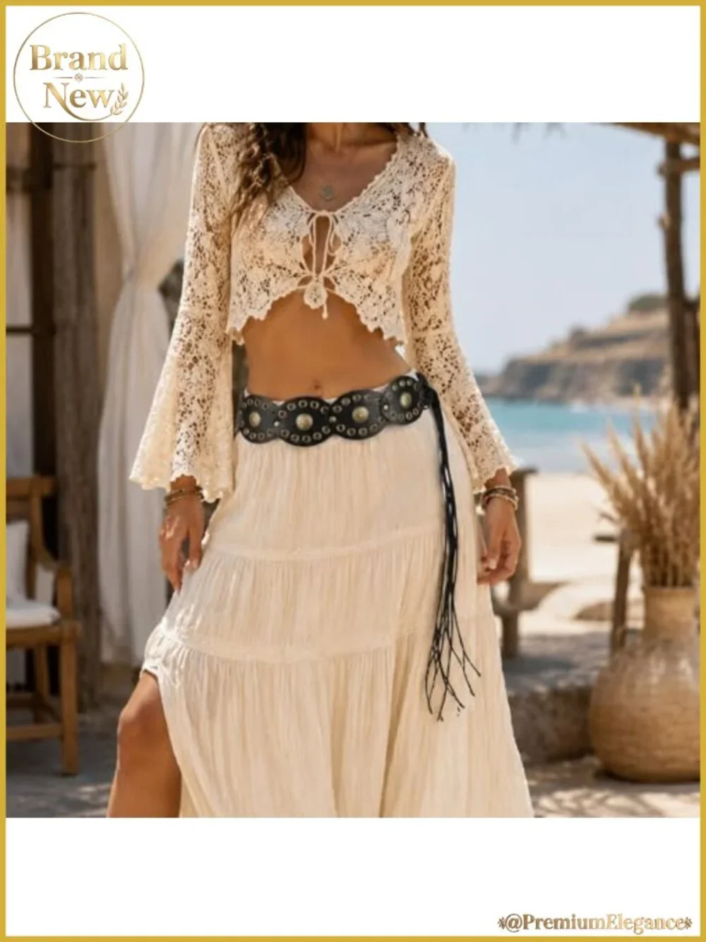 Western Concho Belt PU Leather Zinc Alloy Tassel